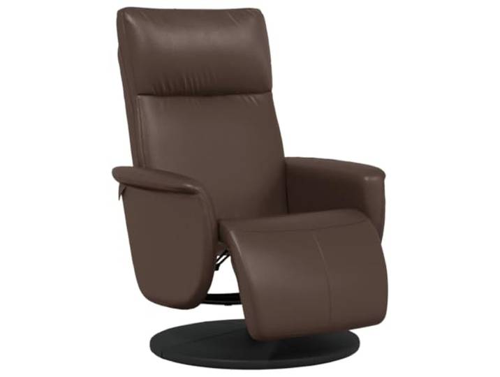 Relaxsessel mit Fußteil Braun Kunstleder Manuelle Liegefunktion,360 Grad drehbar,verstellbare Rückenlehne 105-125 Grad,Metallrahmen