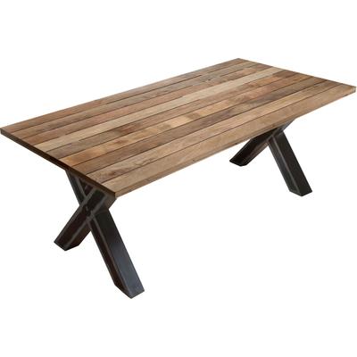 Esstisch MÖBILIA "Aletsch", schwarz (natur, schwarz, schwarz, natur), B:160cm H:77cm T:90cm, Platte Fichte/Tanne, Gestell Metall, Tische, Esstisch, gefertigt aus unbehandeltem Holz, recyceltes Gerüstholz