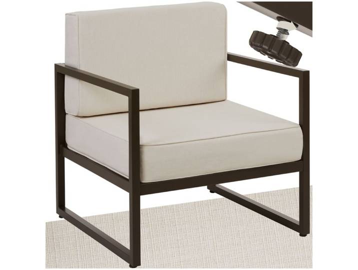 Fauteuil de jardin - TECTAKE - Chaise COMOSA pour jardin house amovible et déperlante structure en acier - Beige