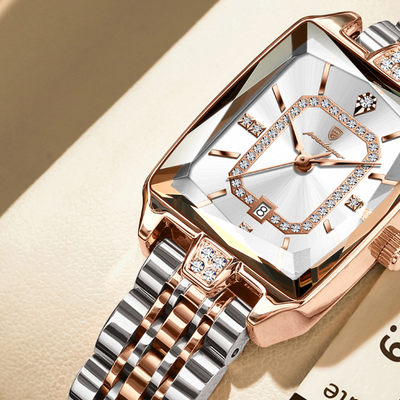 Youfap Market Elegant Waterproof Calendar Watch, Stainless Steel Quartz, Luxury Watch For Women gold White