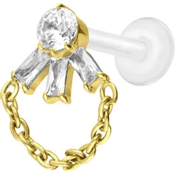 PTFE Labret mit Innengewinde + Titan-Aufsatz LOTUSBLÜTE + KETTE