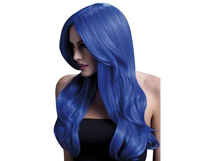 Fever Khloe Wig, Neon Blue, Long Wave with Centre Parting, 66cm / 26in