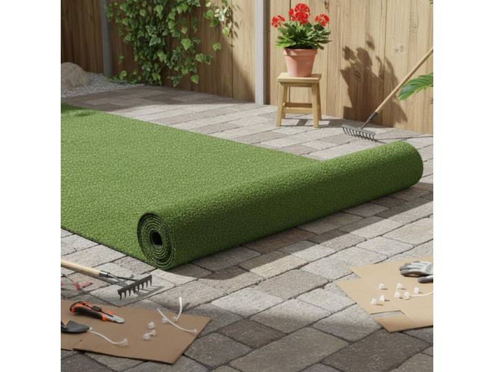 Gazon artificiel 1x10 m 7-9 mm Résistant aux UV Pelouse artificielle verte 10m² pour jardin et terrasse Tapis de gazon fin