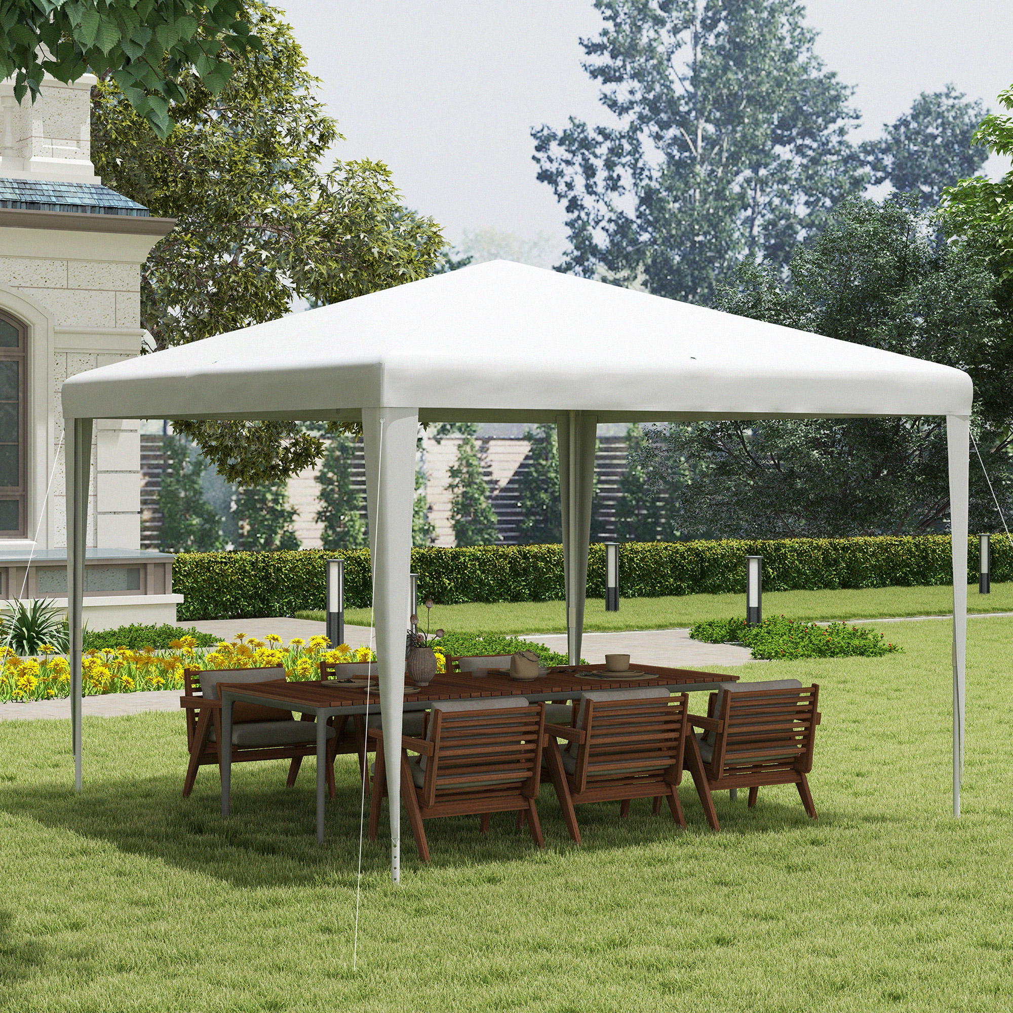 Outsunny Gazebo da Giardino 3x3 m Pieghevole e Portatile con Copertura Anti UV, Bianco