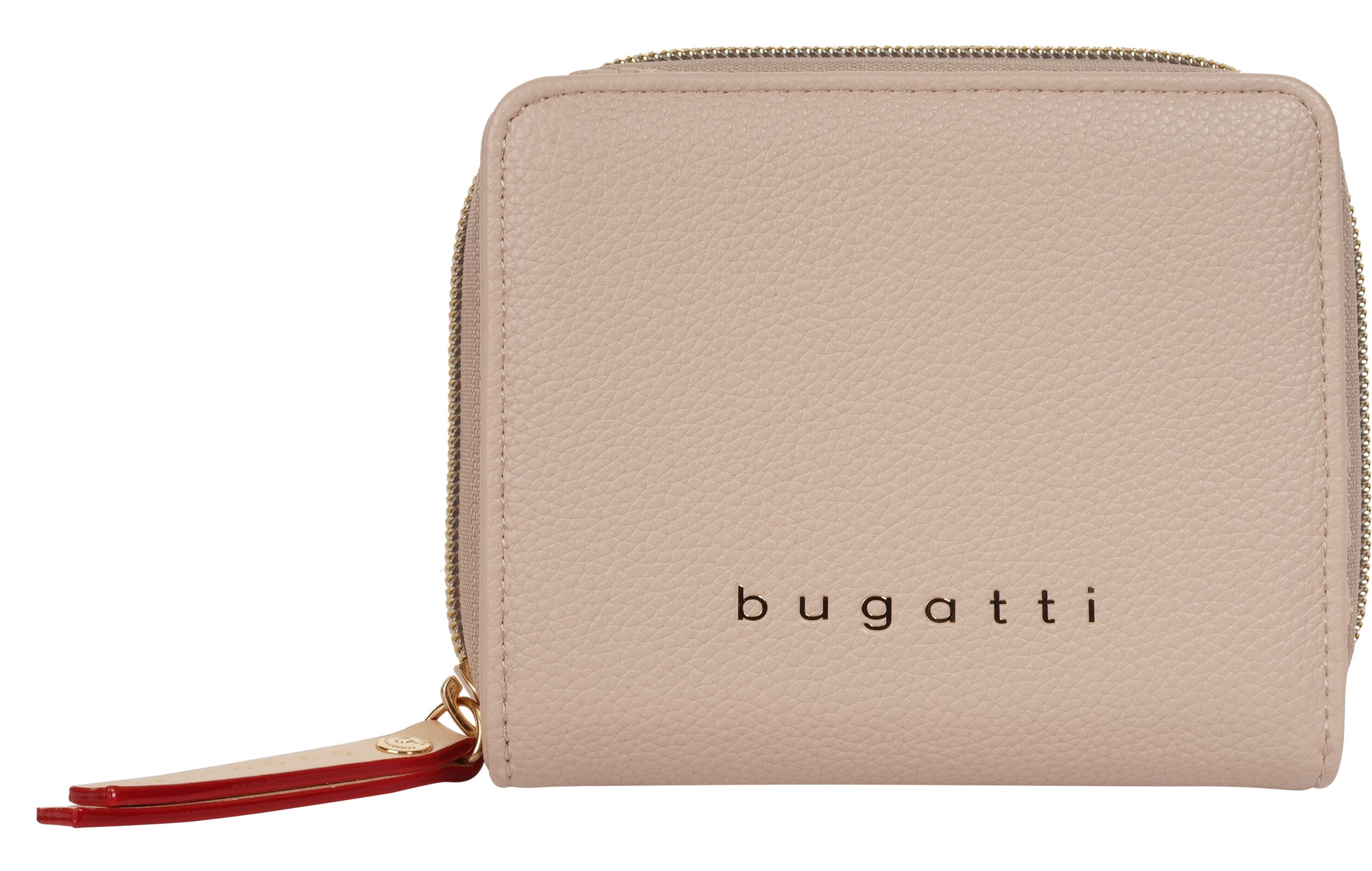 Geldbörse BUGATTI "BUGATTI Damen ELLA", Damen, beige, Kunstfaser, leicht glänzend, unifarben, Kleinlederwaren Geldbörse beige Einheitsgröße