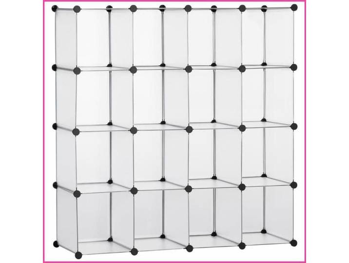 Système de rangement modulaire 16 cubes - Regal blanc 125x32x125cm