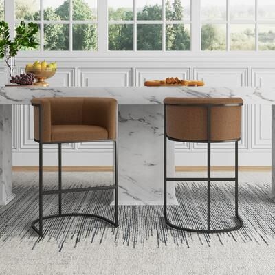Manhattan Comfort Cosmopolitan Metal Upholstered Barstool