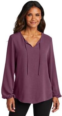 Port Authority LW714 Women's Textured Crepe Blouse in Purple Mist size XL   Polyester
