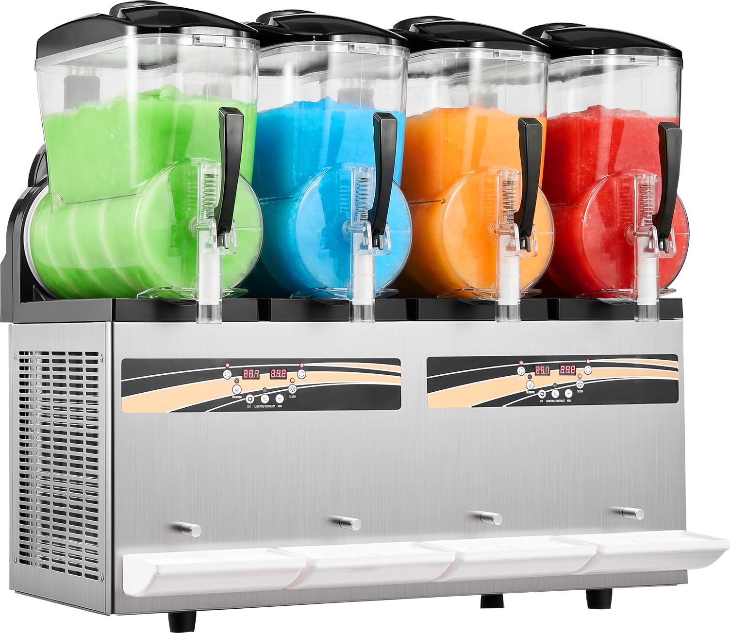 SucceBuy Slush Maschine 4 x 12 L, Eisbereiter 1650 W (ohne Eis erforderlich), Elektrische Getränkemaschine mit Selbstreinigungsfunktion, Ideal für Frozen Margaritas, Frappés, Milchshakes und Shakes