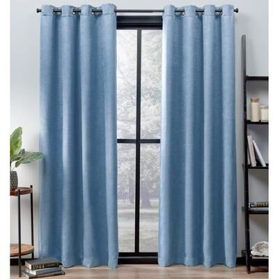 ATI Home Oxford Textured Sateen Room Darkening Blackout Grommet Top Curtain Panel Pair