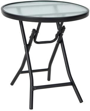 Costway Patio Side Table with Tempered Glass Tabletop