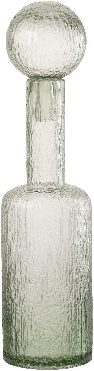 J-Line Decoratie Fles Reliëf - Glas - Transparant/Groen - Medium