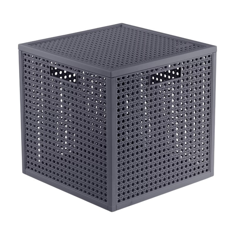 Curver Kaya opbergmand met deksel en open weefpatroon, Antraciet, 19 liter, B/D/H: 28 x 28 x 28 cm