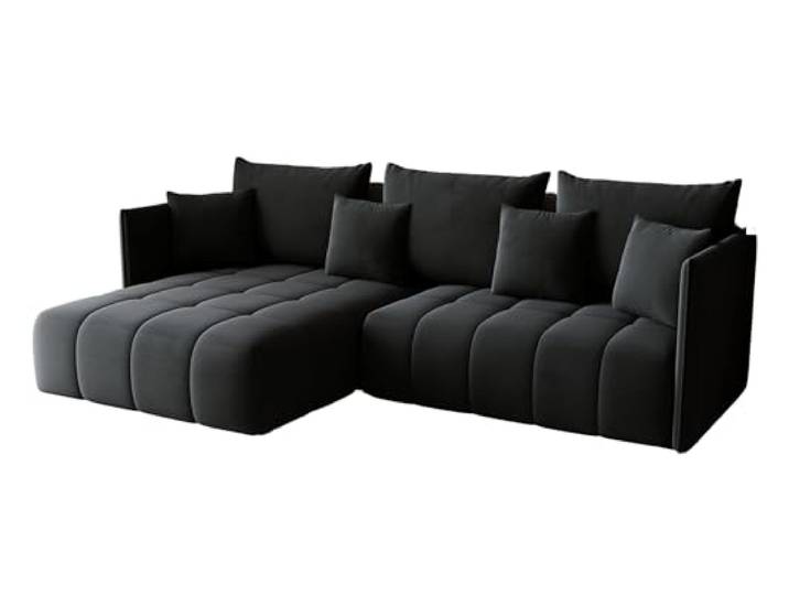 KP-Meble - Ecksofa mit Schlaffunktion - Gona - Schlafsofa 245 x 180 cm - Elegant, langlebig, freistehend - Automatisch für einfaches Ausklappen - 246x188x93cm - Monolith 97 (Graphit)