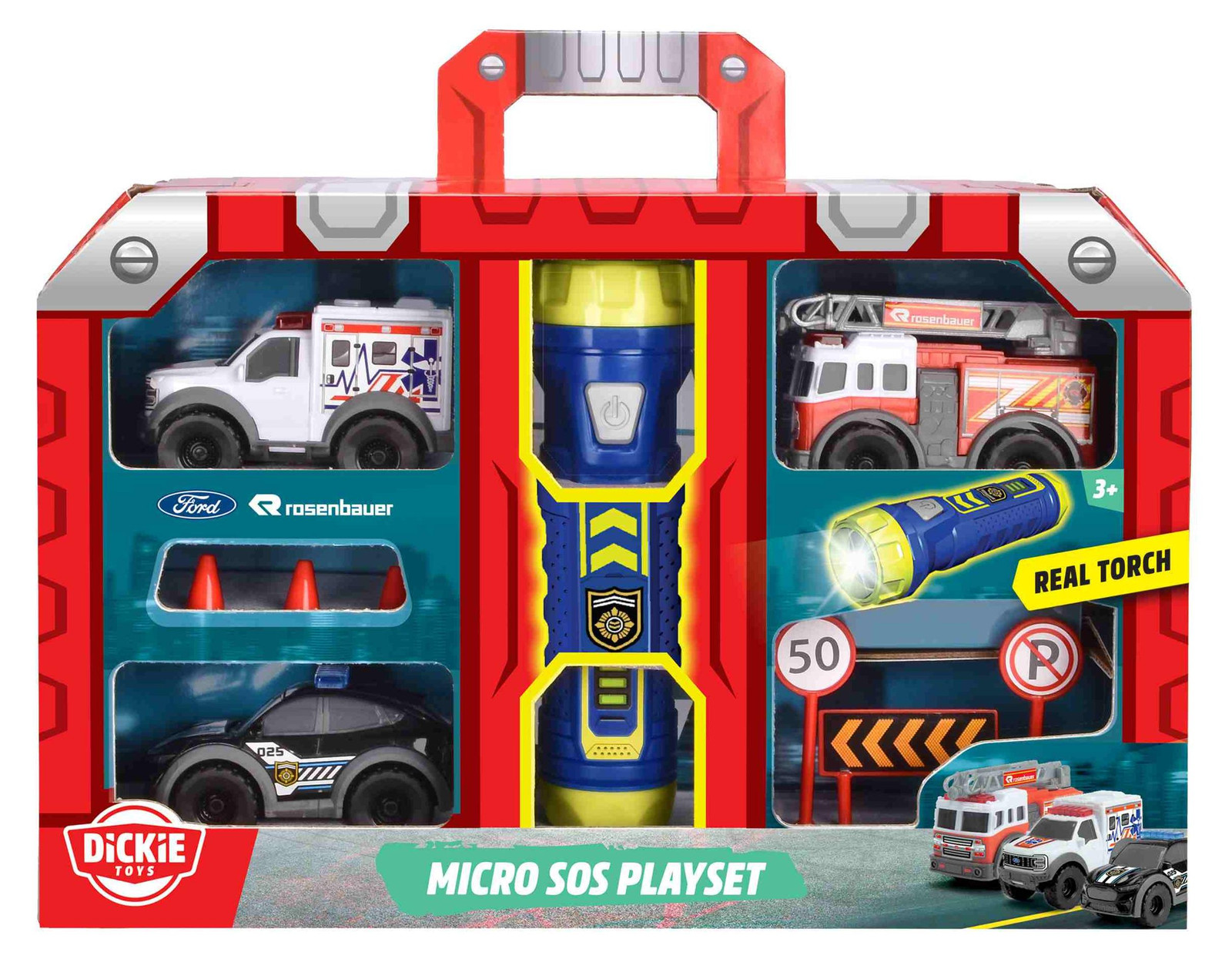 Simba Dickie SOS set met 3 voertuigen en zaklamp, model 371 - 4024