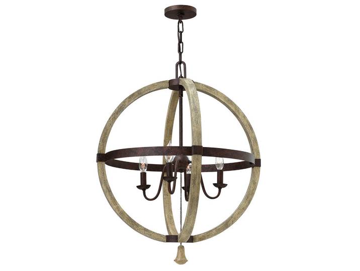 Elstead Lighting Kronleuchter, Rostfarben, Holz, Metall, Kugel, 82.2 cm, RoHS, Lampen & Leuchten, Innenbeleuchtung, Kronleuchter