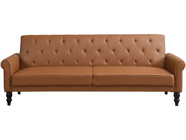 Schlafsofa DOREL HOME Tyne , braun (cognac), B:222cm H:82cm T:83cm, 100% polyurethan, Sofas, Schlafsofa