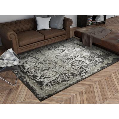 Teppich OCI DIE TEPPICHMARKE "PHENOM HISTORY", grau (grau, schwarz), B:170cm H:10mm L:240cm, Obermaterial: 60% Schurwolle, 40% Viskose, Teppiche, Teppich, handgeknüpfter Designer Teppich Naturfaser Kurzflor