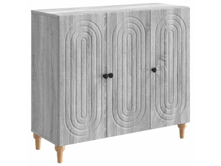 Roanoer Sideboard Graues Sonoma 89x34,5x80cm Holzwerkstoff Schrank Kompakter Anrichteschrank für Wohnzimmer, Küche und Büro. Bietet strukturierten Stauraum mit 3 praktischen Pendeltüren.