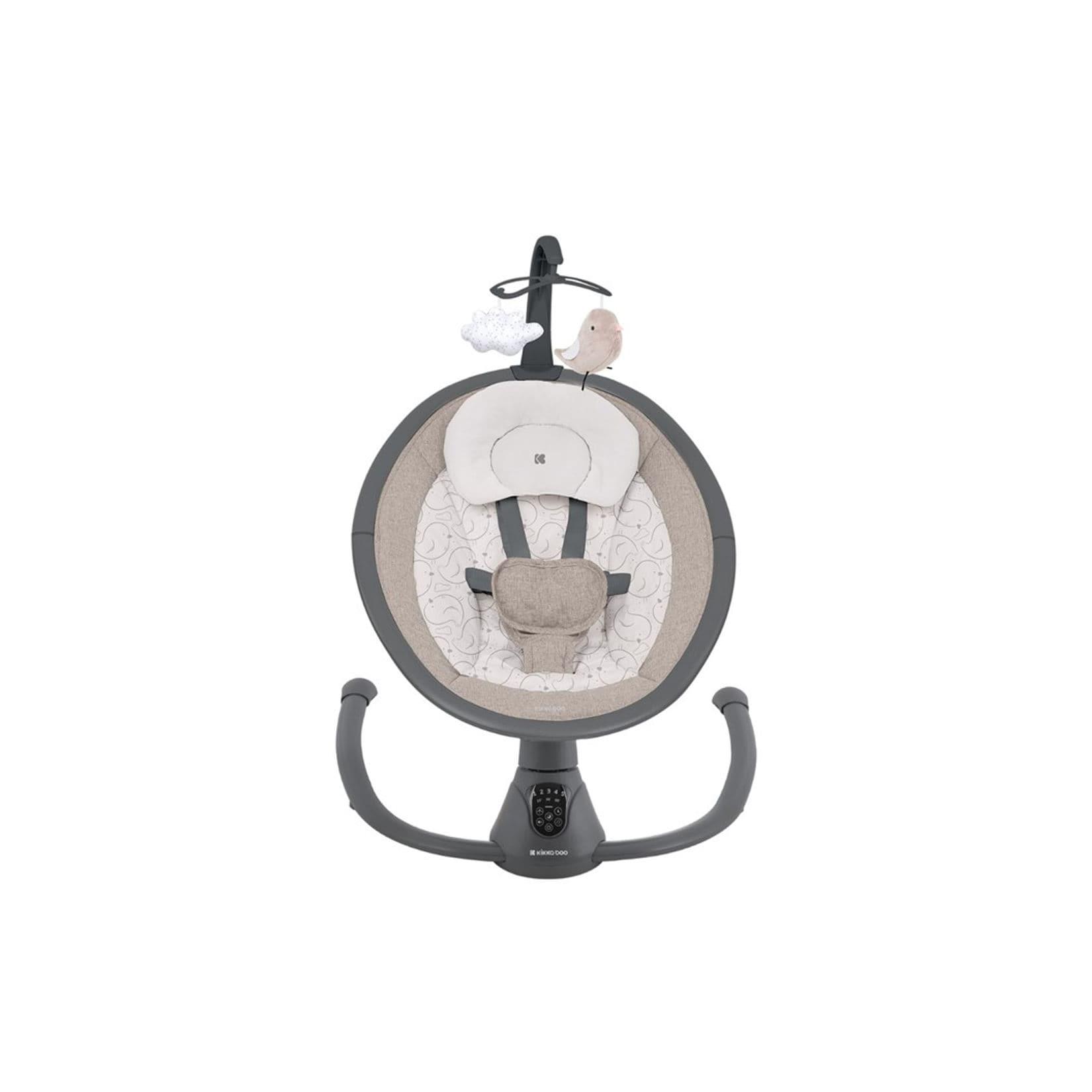 Kikkaboo elektrische Babywippe Twiddle, Schaukelfunktion, Fernbedienung, Timer beige grau