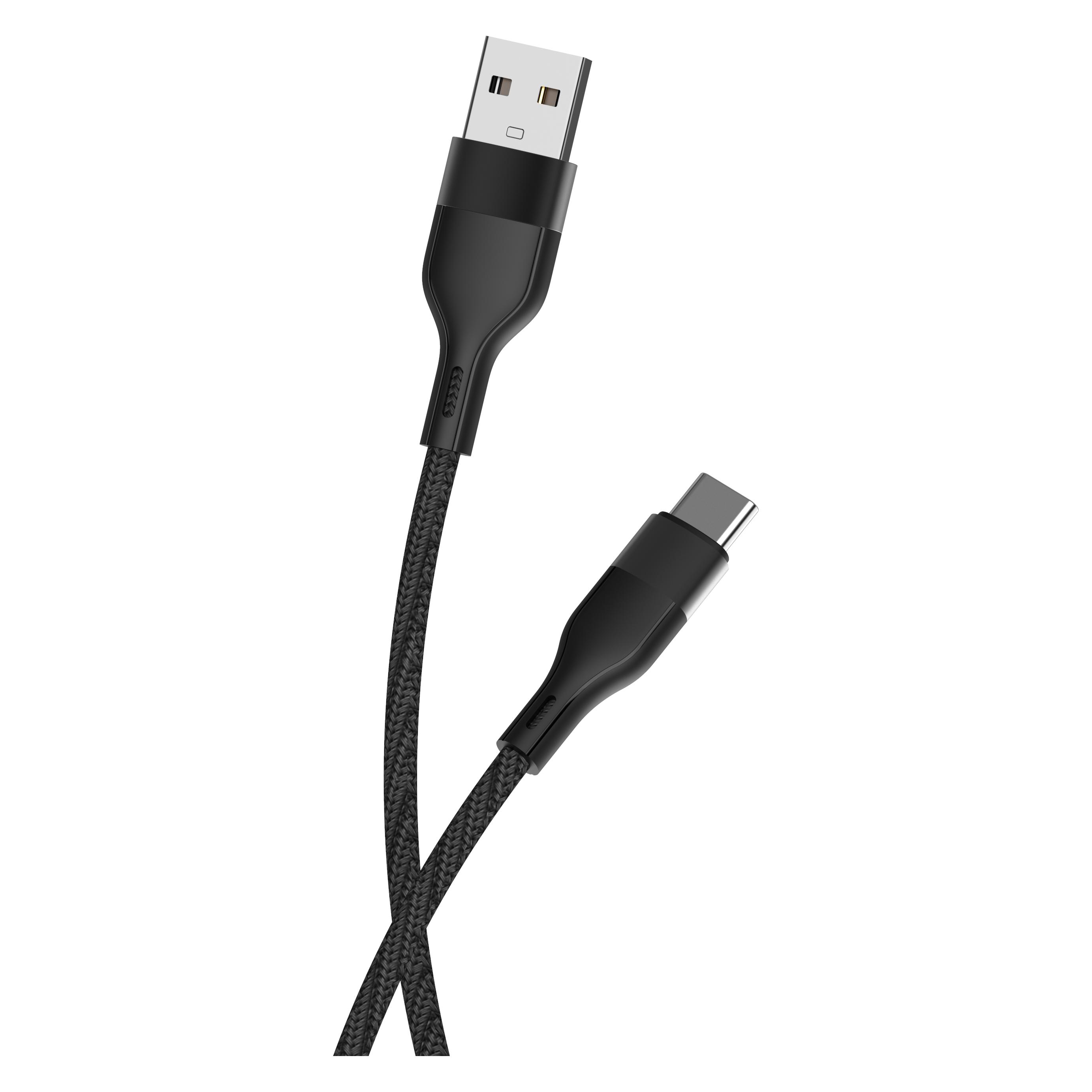 Maxlife MXUC-07 Kabel USB - USB-C 1,0 m 3A schwarz Nylon (1 m, 15 W) (OEM0101187)
