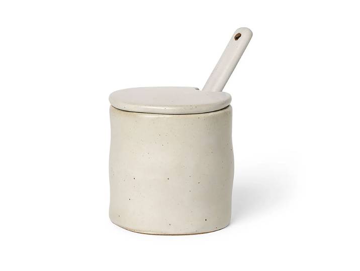 Ferm Living - Flow Marmeladenglas mit Löffel, off-white