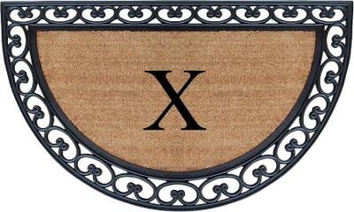 "A1 Home Collections Half Round Rubber Coir Monogrammed Double Doormat, 30"" x 48"""