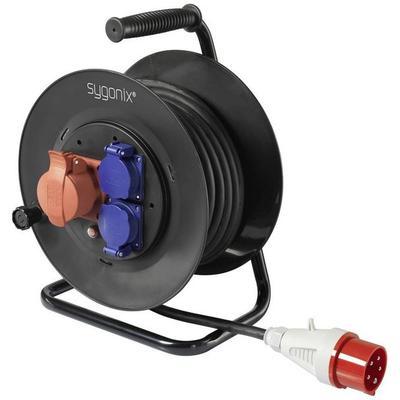 Sygonix SY-5806894 Kabeltrommel 25m Schwarz CEE-Stecker 16A 5polig