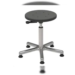 PROREGAL Antistatischer Drehhocker Indianapolis, ESD-Sitz, Sitzhöhe 44-62cm, Tragfähigkeit 110kg, Polyurethane-Sitz, Aluminium-Fußkreuz, Gleiter