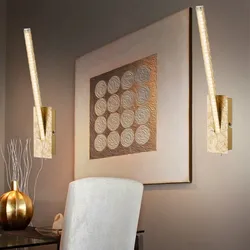 LED Wandleuchte Kristall Design Wandlampe in gold Flurleuchte, 1x6W 420lm 3000K, BxHxT 6,2x35x10,5 cm, 2er Set