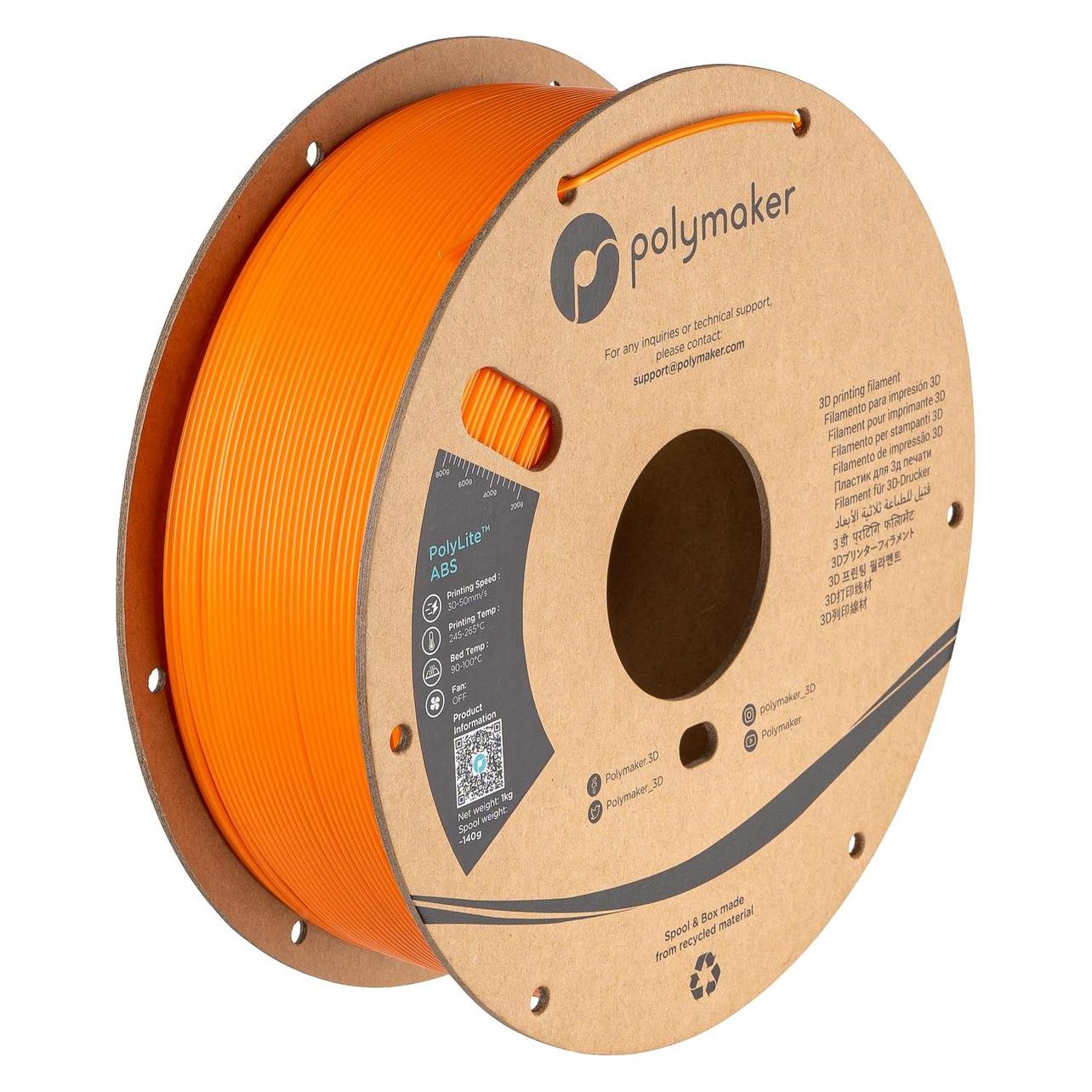 Polymaker PE01009 PolyLite Filament ABS geruchsarm 1.75 mm 1000 g Orange 1 St. (ABS, 1000 g, 1.75 mm) (PE01009)