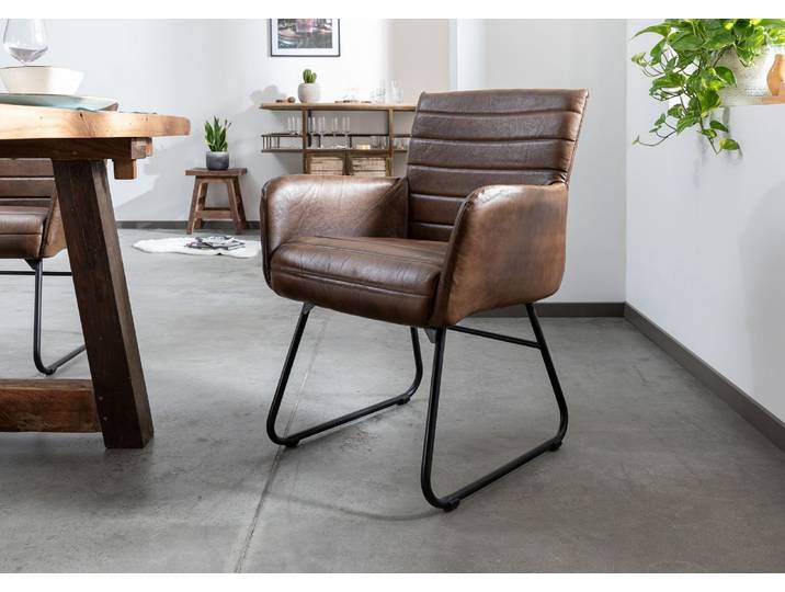 Stuhl Echtleder 62x62x84 dunkelbraun IRON LABEL #06