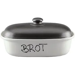 Pfeiffer-Gerhards Brottopf Elfe Nero oval 34x23cm, Brotaufbewahrung, Schwarz, Weiss