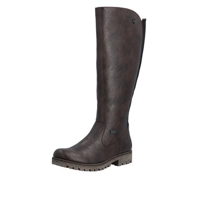 Winterstiefel RIEKER, Damen, Gr. 42, Schurwolle, Normalschaft, braun (dunkelbraun), Lederimitat, Schuhe Winterstiefel, Langschaftstiefel, Winterstiefel im klassischen Look, TEX-Membran, Topseller