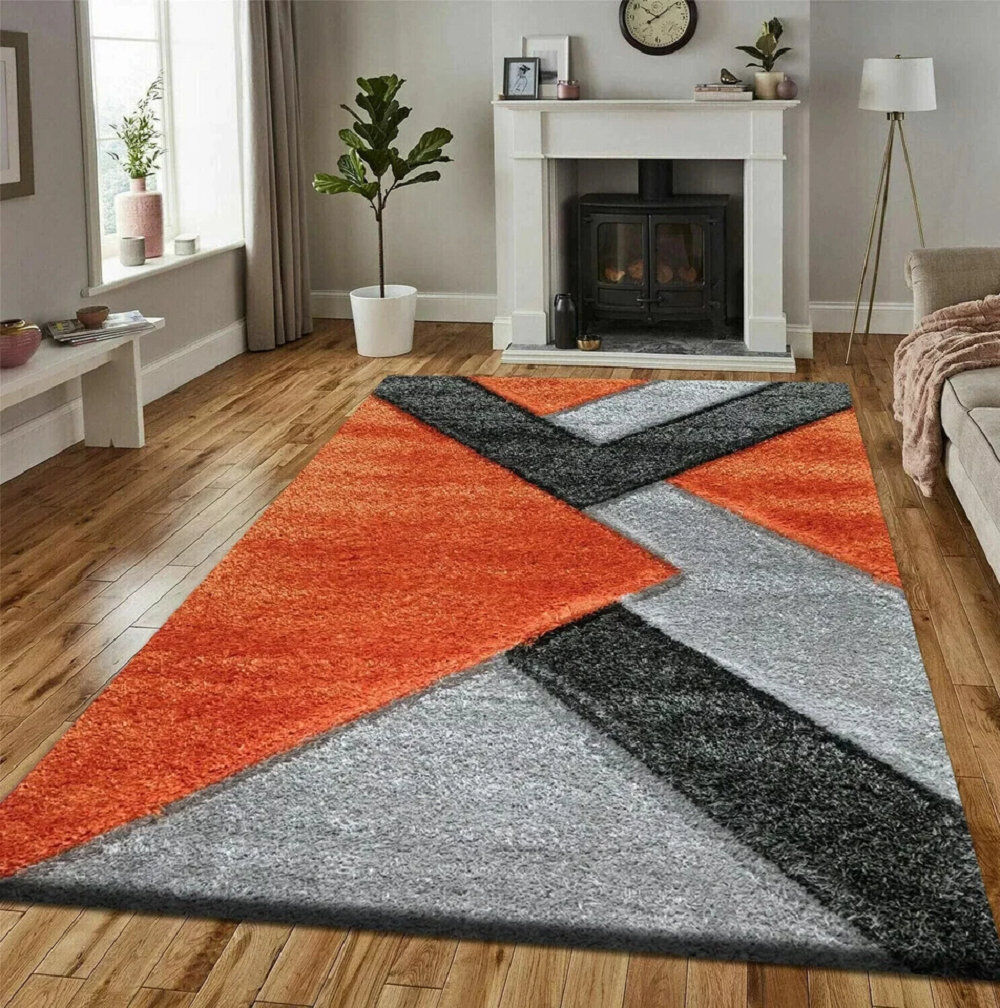 Metro Rectangle Geometric Indoor / Outdoor Area Rug Orange Rectangle 160 x 230 cm
