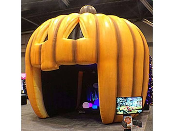 Tente Citrouille Gonflable en Molleton de Sécurité, Arc de Citrouilles Artificielles, Tunnel pour Décoration d'Halloween, Événement Extérieur