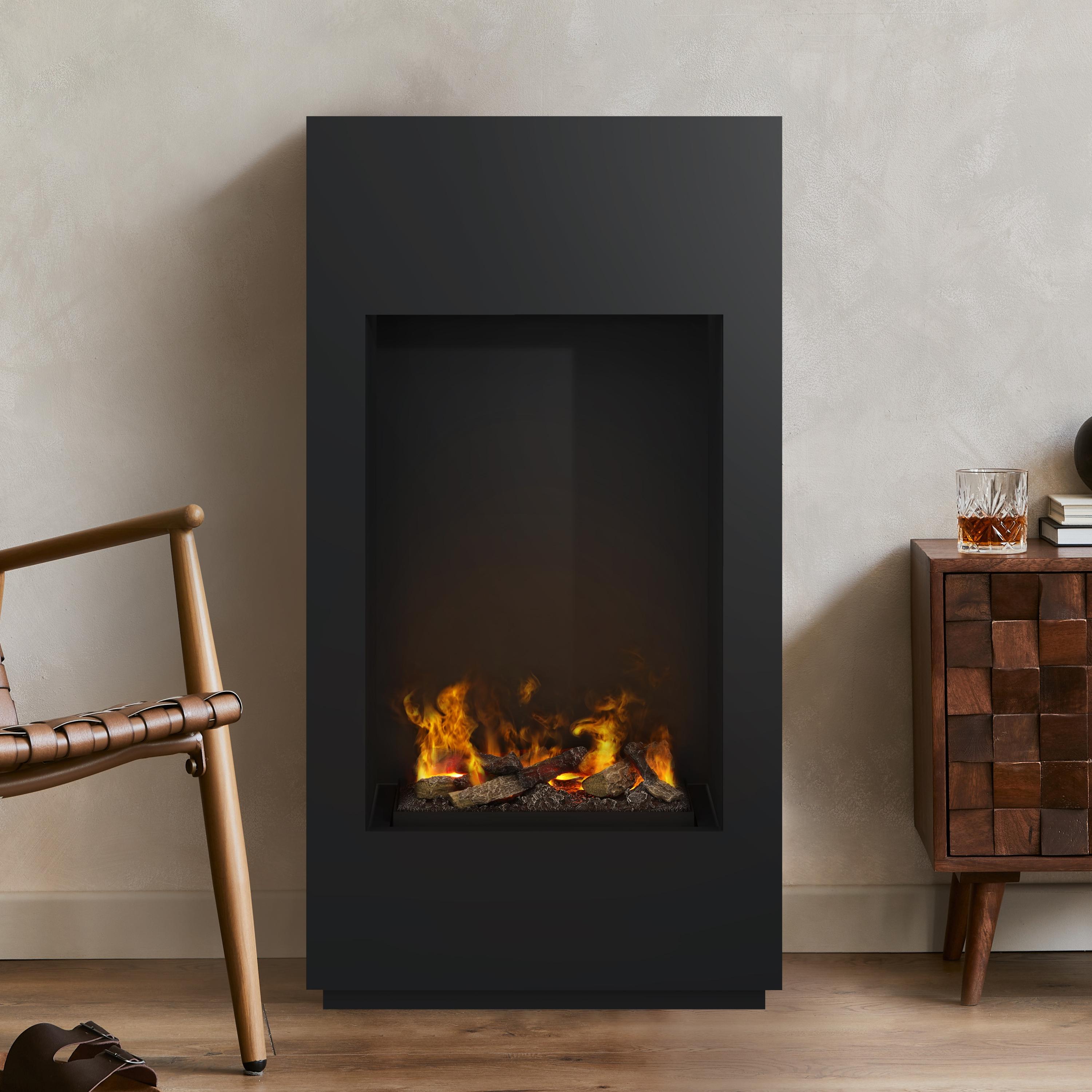 Noble Flame LAOS [Elektrokamin Opti-myst mit LED]: Schwarz, spiegelnd - Schwarz-grau