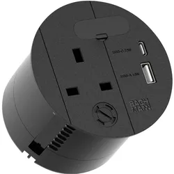 Bachmann, Steckdose, LOOP IN CHARGE 1xUK 1xUSB A/C 22W 1xKBD 2.0m UK RAL9005
