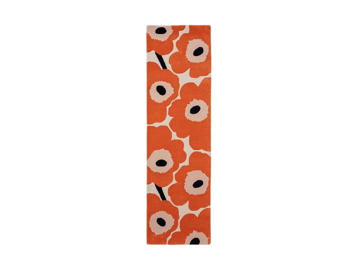 Handgetufteter Designer Läufer „Unikko Orange“ aus 100% Wolle, verschiedene Grössen MARIMEKKO