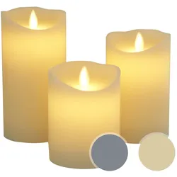 Candela Lights »Melted Look« LED Echtwachs-Kerzen 3er-Set  – erhältlich in 2 Farben