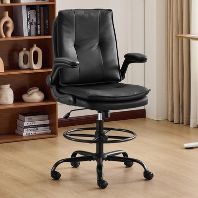 No PU Tall Office Chair Drafting Chair With Adjustable Footrest Ring
