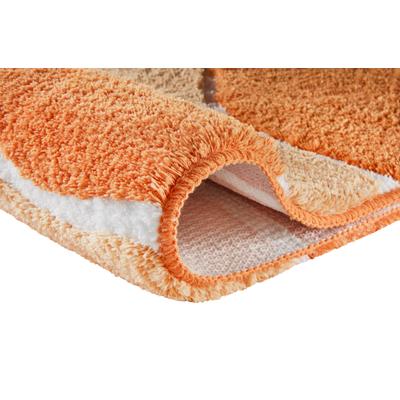 Badematte MEUSCH "Lara", orange (karotte), H:20mm, Polyester, Badematten, Badematte, Wellen-Design mit flauschigen weißen Akzenten