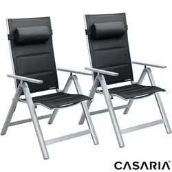 Casaria Casaria Gartenstuhl Bern Premium 2er-Set Silber gepolstert