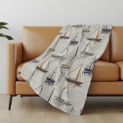 Addison Rugs Premium Machine Washable ASB153 Coastal Sailboats Sherpa Throw Blanket