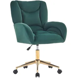 OKWISH Drehstuhl Bürostuhl Home-Office Stuhl mit Samtbezug, Höhenverstellung und 360° Drehfunktion 64x62x92 Grün Gold