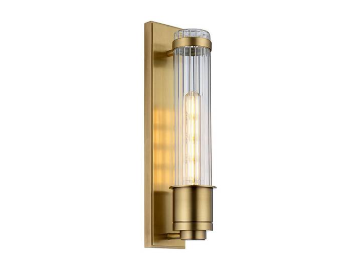 Elstead Lighting Badezimmer-Wandleuchte Elstead Wellington, Messingfarben, Metall, Glas, 8.1x40x12.1 cm, RoHS, Lampen & Leuchten, Innenbeleuchtung, Wandleuchten, Spiegelleuchten