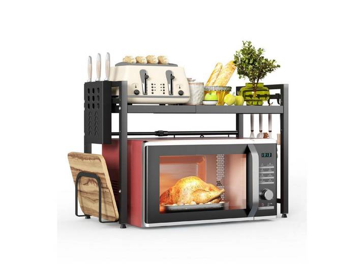 LuxusKollektion Küchenregal Küchenregal Mikrowelle 2-stufig Schwarz, 1-tlg.