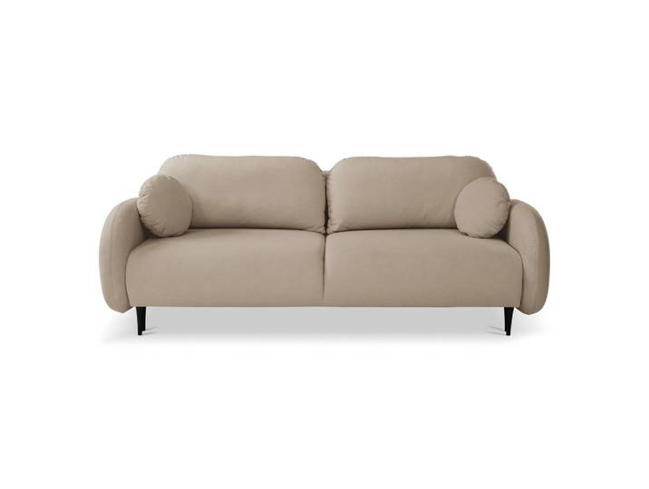 BETTSOFA AGIO Beige Plüsch-Stoff mit Schlaffunktion