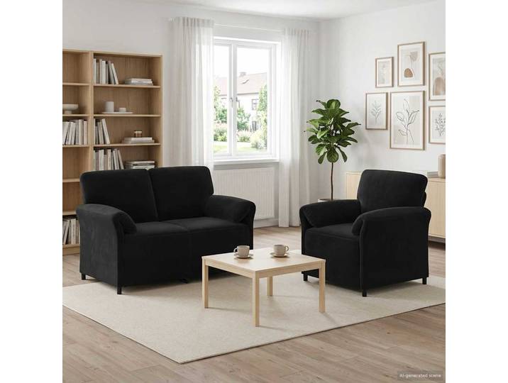 vidaXL Sofa Set 2 stk. Schwarz Samt