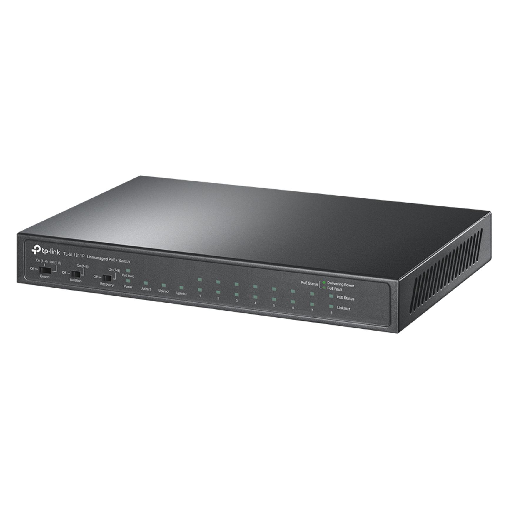 TP-Link (TL-SL1311P) 8-Port 10/100Mbps 3-Port Gigabit Desktop Switch with 8-Port PoE, GB SFP Port (8 Ports) (TL-SL1311P)
